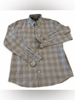 Charles Tyrwhitt Shirt Men’s Large Grey Plaid Non Iron Classic Fit Button Down